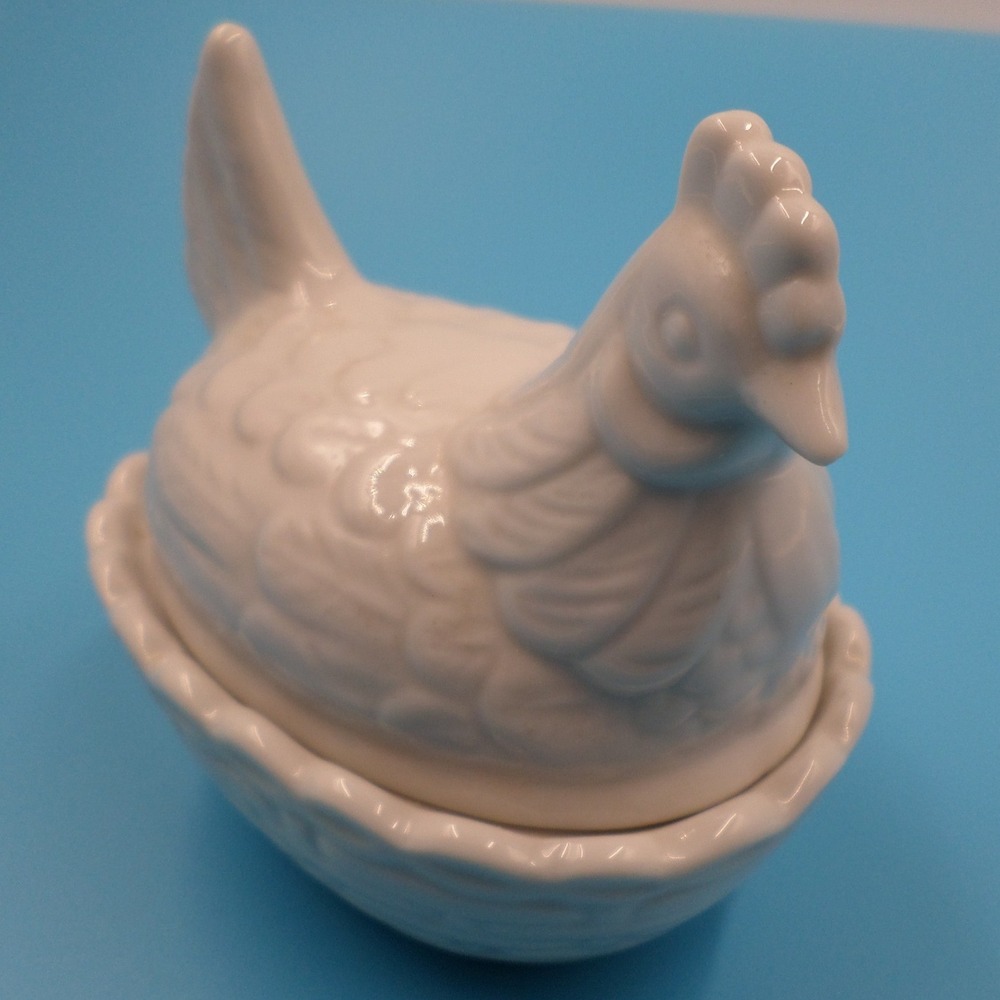 Vintage Miniature Hen on Nest Japan OMC Milk Glass 1950s MCM - Picture 3 of 9